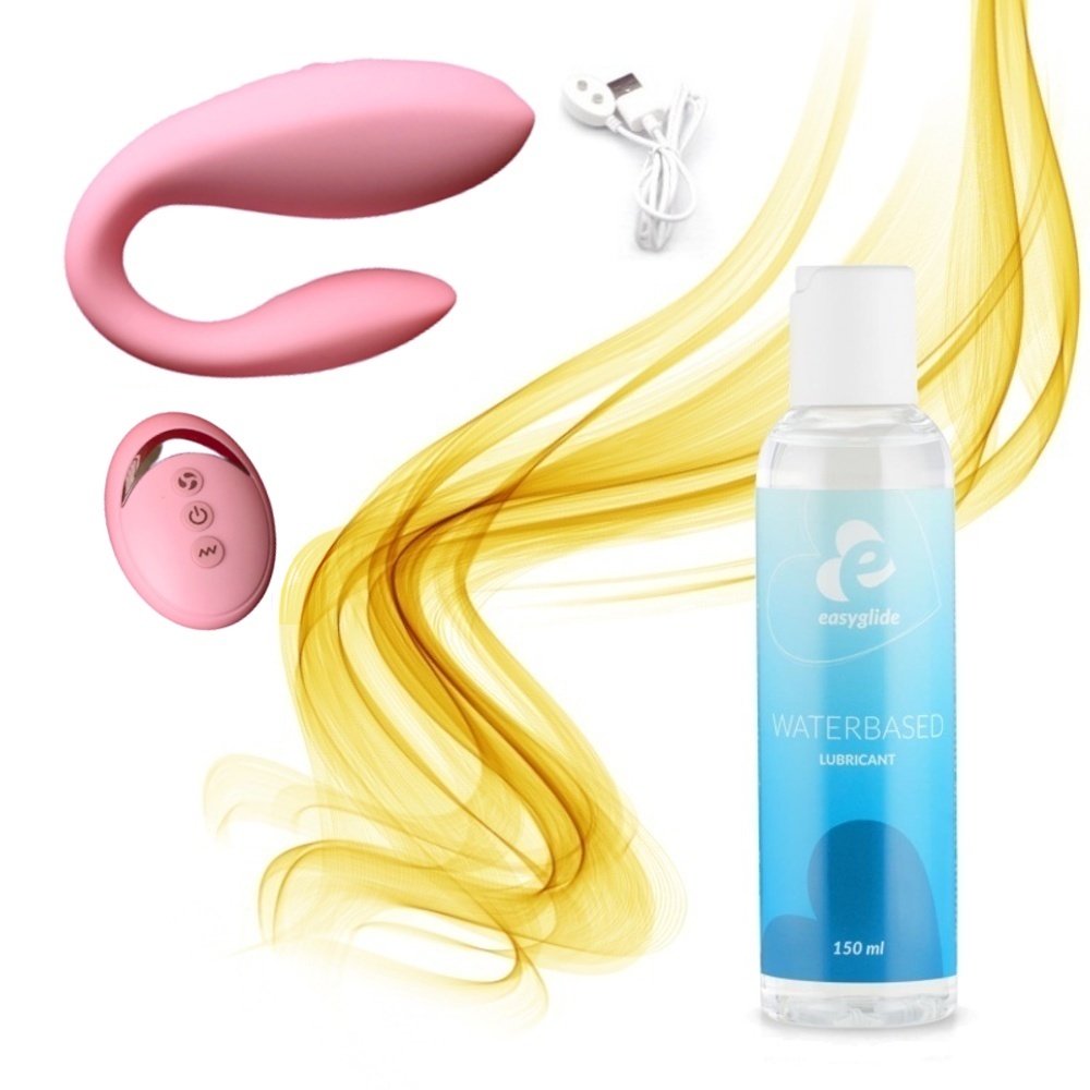 SET vibrátor APHOJOY WE-VI párový růžový + lubrikační gel EasyGlide 150 ml