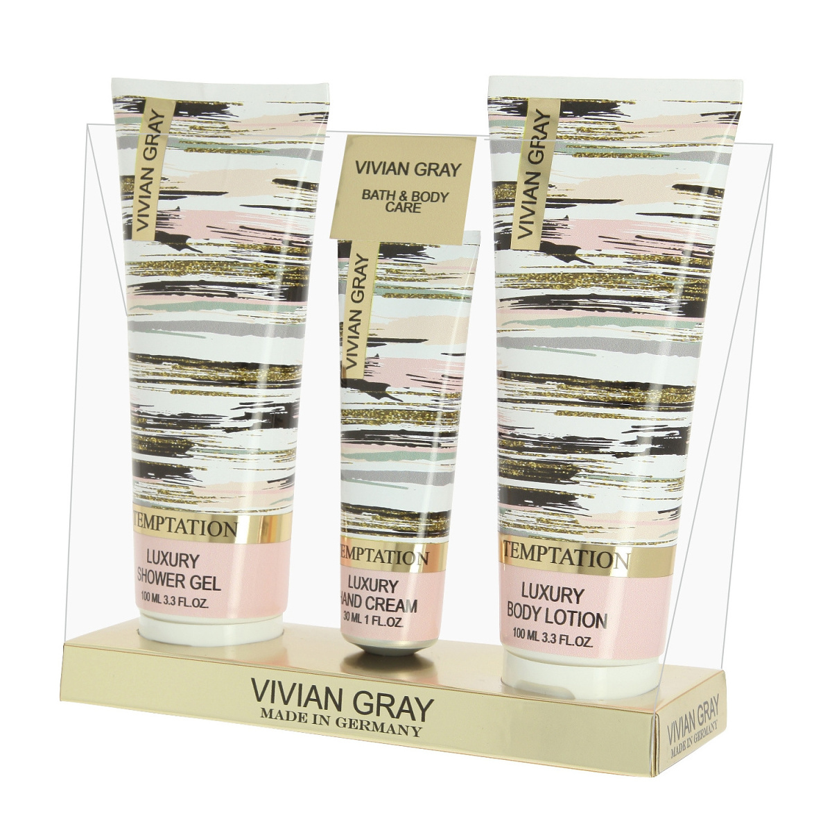 Vivian Gray Temptation Pokušení tělové mléko 100 ml + sprchový gel 100 ml + krém na ruce 30 ml dárková sada