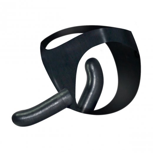Kalhotky s dildem + vag. dildem LATEXOV�