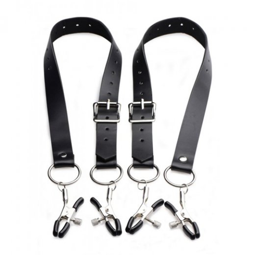 Sk�ipce na klitoris Master Series Spread Labia Spreader Straps with Clamps