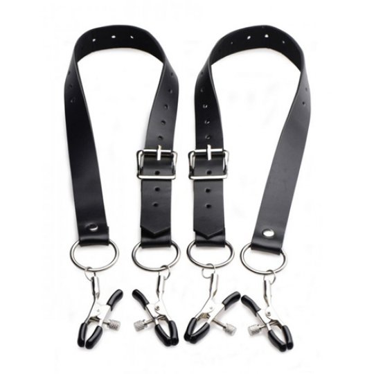 Sk�ipce na klitoris Master Series Spread Labia Spreader Straps with Clamps