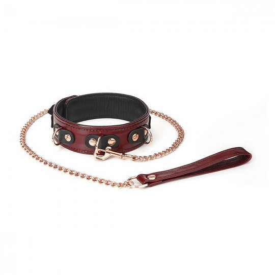 Obojek s vod�tkem Liebe Seele Wine Red Collar and Leash v�nov�