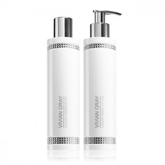 D�rkov� sada na t�lo Vivian Gray White Crystals 2 x 250 ml