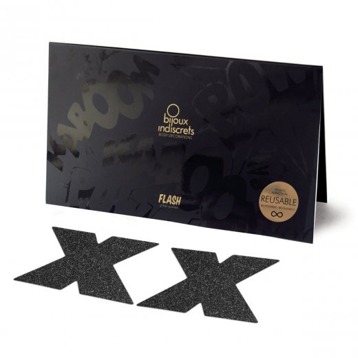 N�lepky na bradavky BIJOUX INDISCRETS FLASH CROSS �ern�