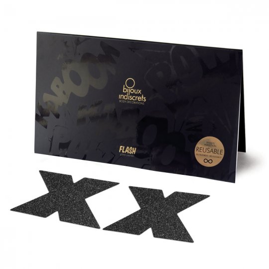 N�lepky na bradavky BIJOUX INDISCRETS FLASH CROSS �ern�