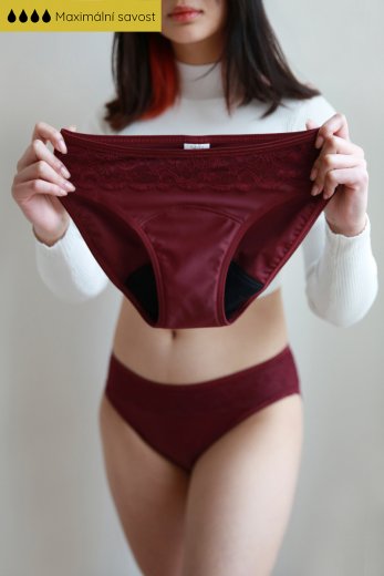 SAYU Menstrua�n� kalhotky Klasick� s krajkou bord�