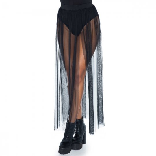 Sukn� Leg Avenue Multi slit sheer skirt �ern�