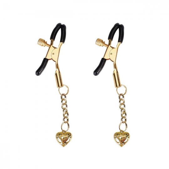 Svorky na bradavky Liebe Seele Gold Hollow Heart Set 2 ks zlat�