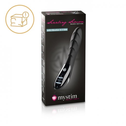 Vibr�tor Mystim SIZZLING SIMON eStim black edition - po�kozen� obal