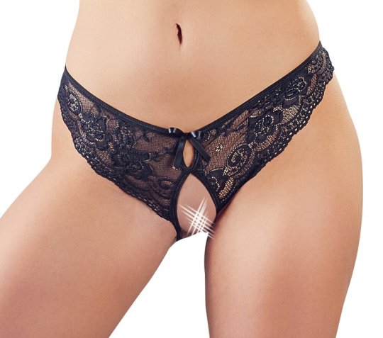 Kalhotky krajkov� Cottelli LINGERIE Crotchless �ern�